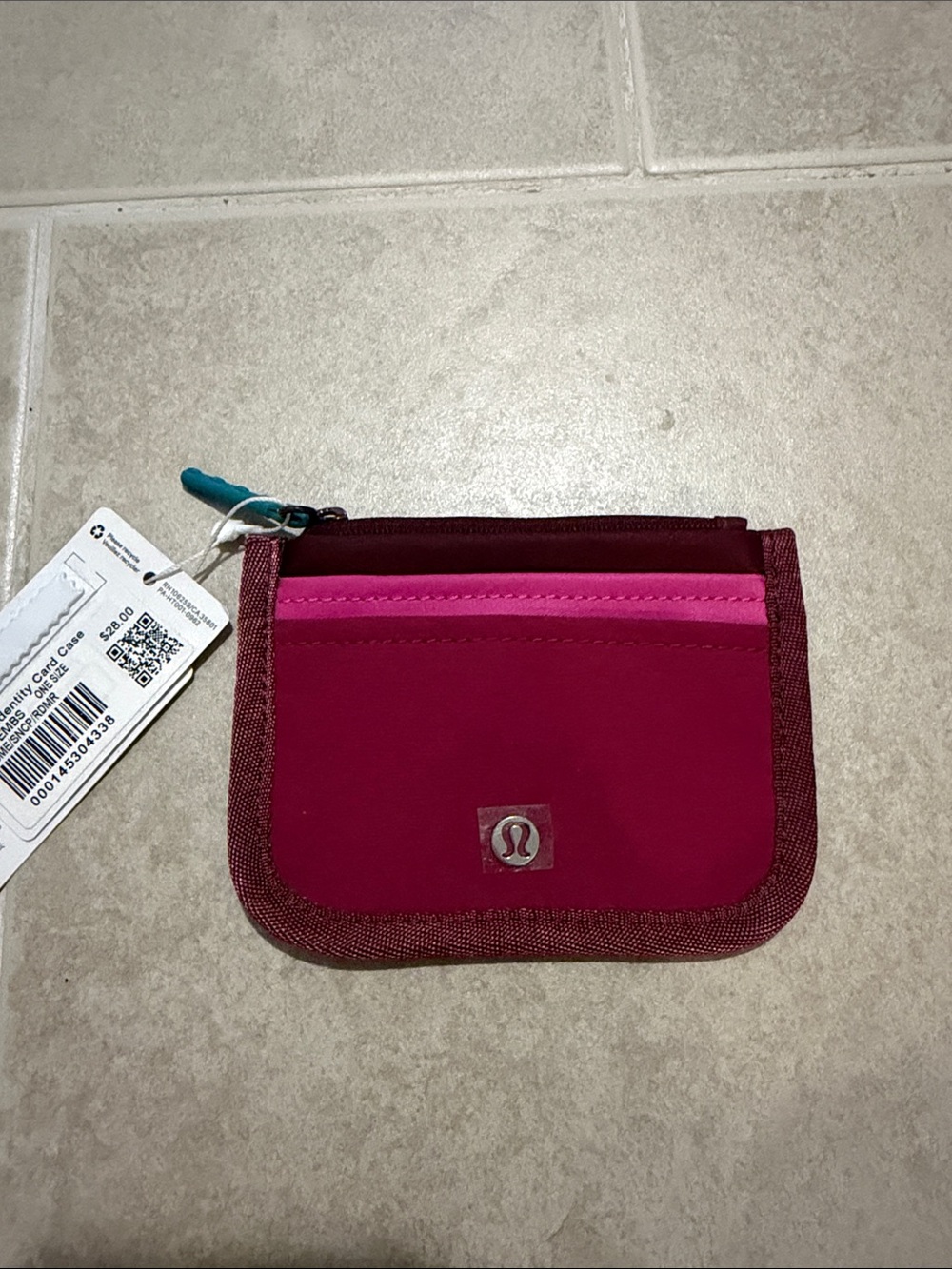 lululemon athletica Fuchsia & Burgundy Card Holder with Pink Accent